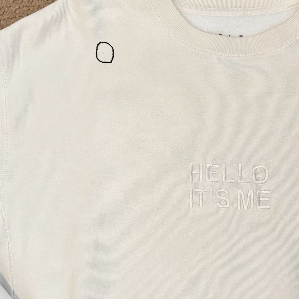 "Hello Its Me" Embroidered Cream Crewneck Sweatshirt 2XL Adele Official Merch - Picture 10 of 11